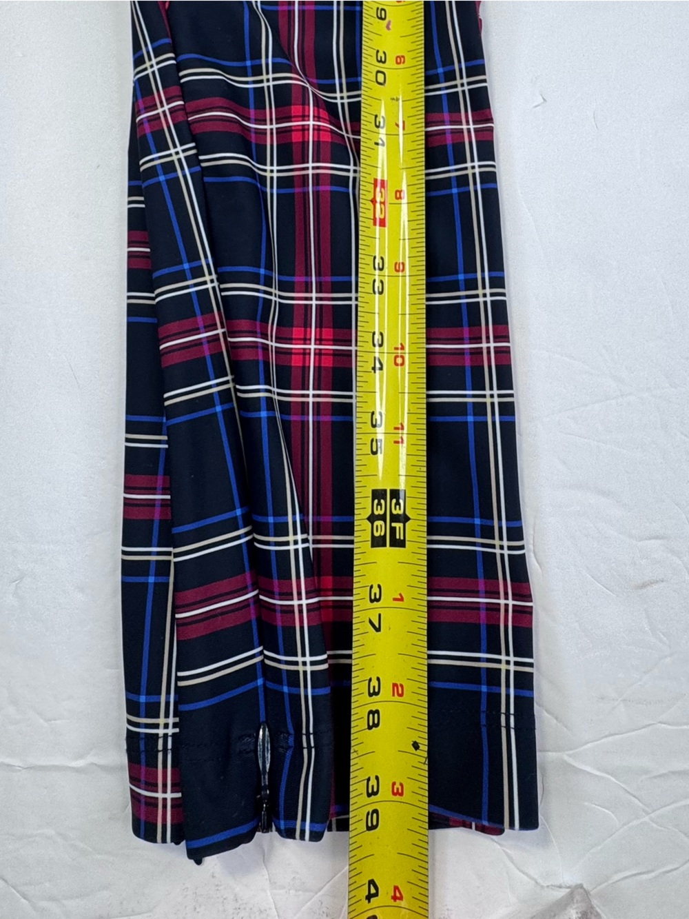 GANNI Plaid Leggings Women's Size 34 US 4 Navy Blue Red White Stretch Skinny - Picture 8 of 13